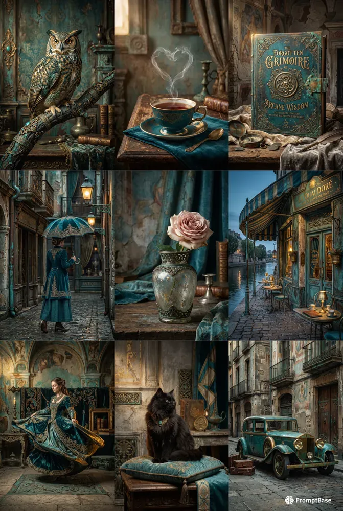 Antique Teal Gold Patinas