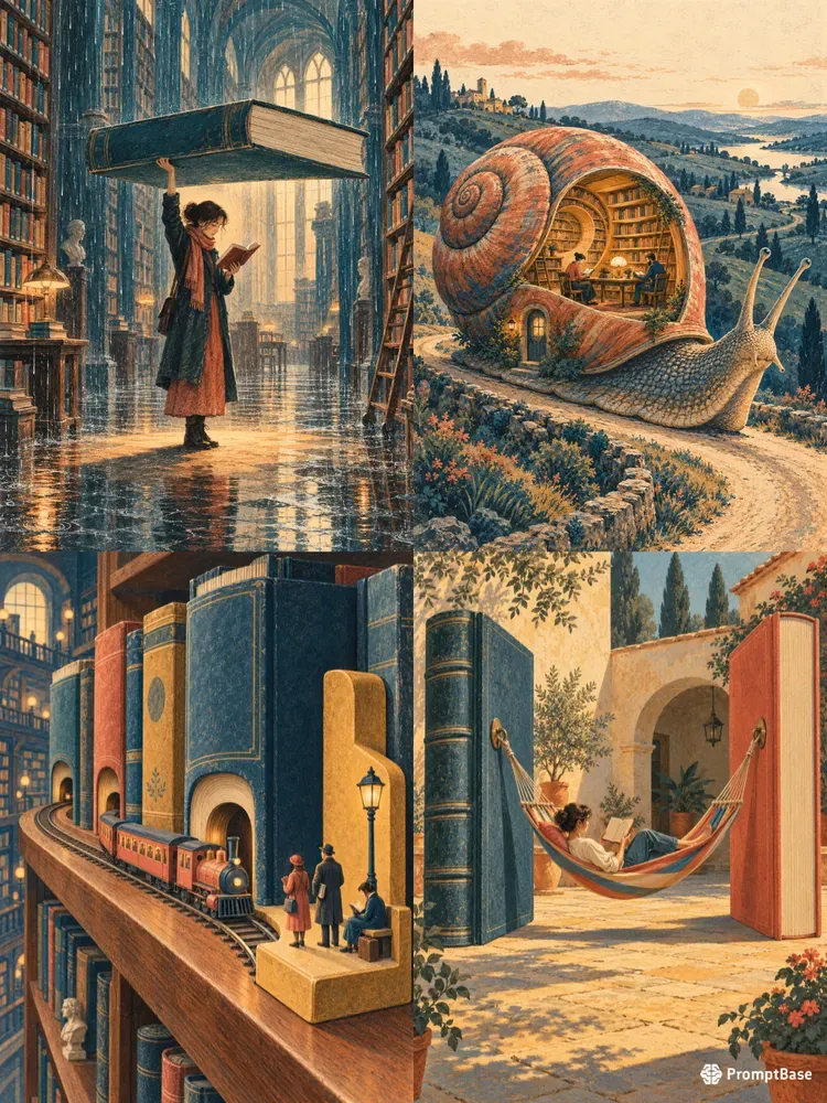 Surreal Bookish Dreamscape Art Prints