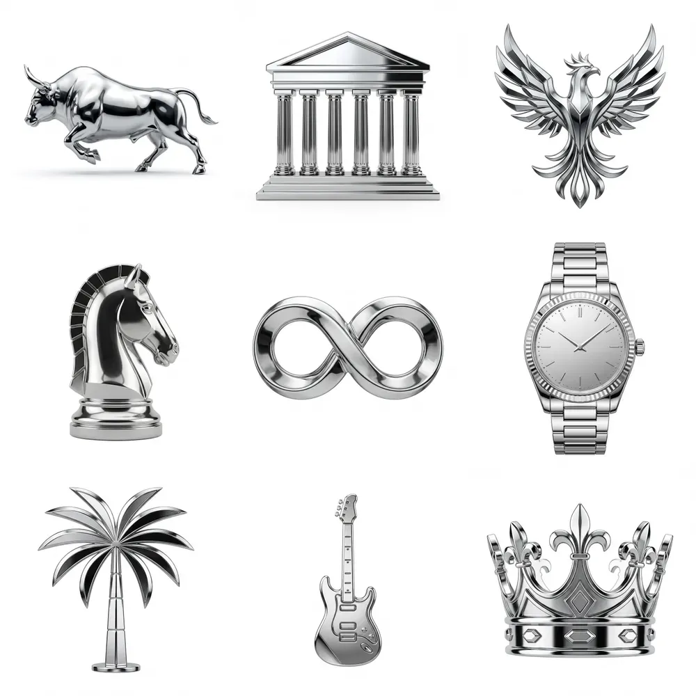 Premium Silver 3d Logo Branding Icons