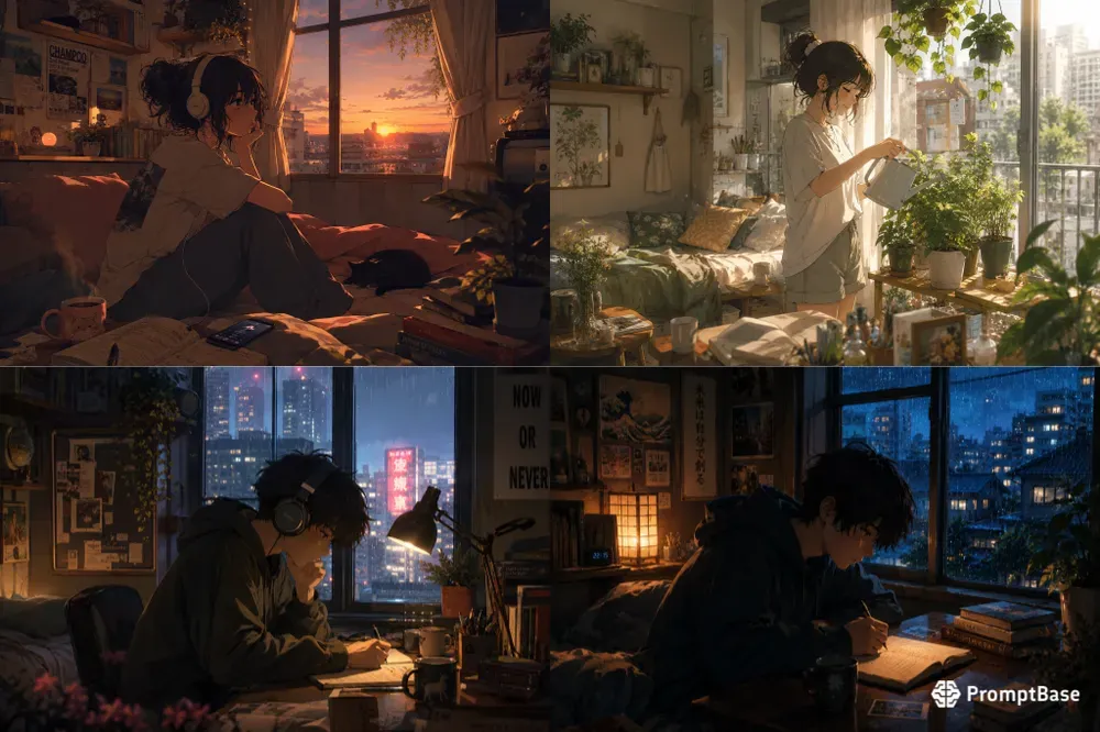 Cozy Lofi Anime Room Scenes