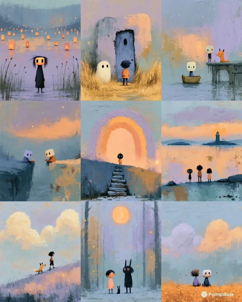 Gouache Brushstroked Storybook Paintings