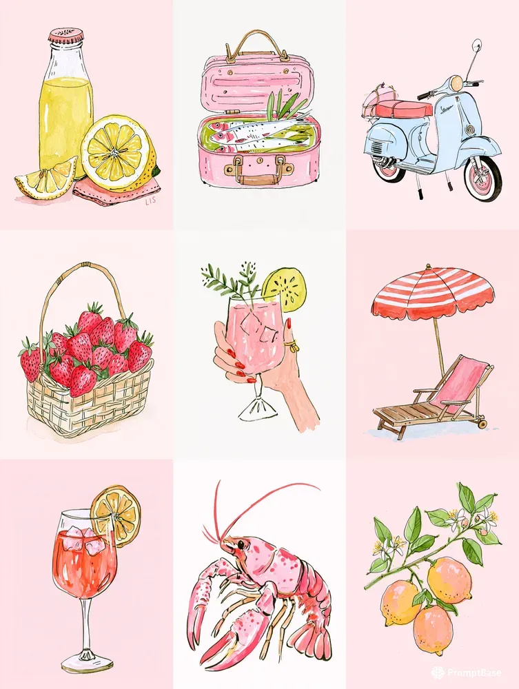 Summer Sketch Cliparts