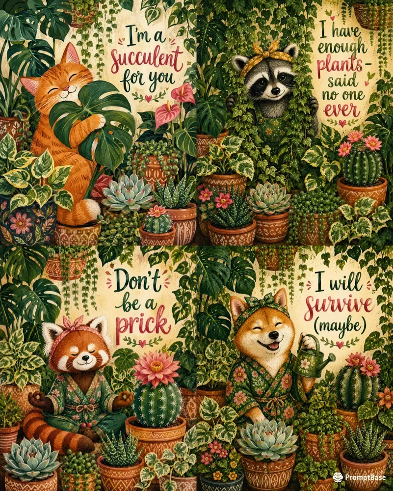 Plant Mom Animal Illustration Art Prints