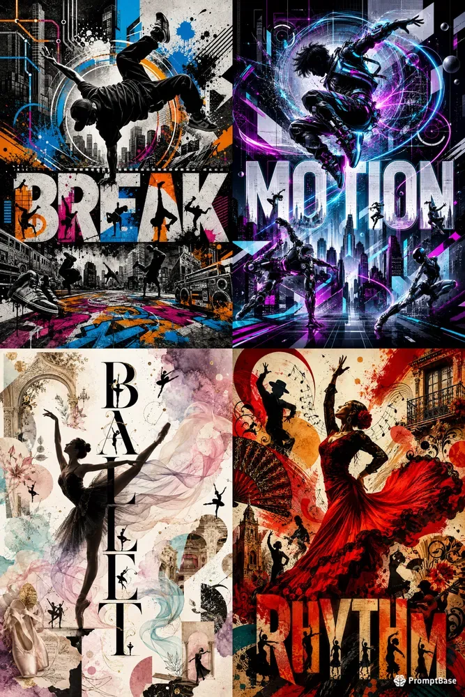 Dynamic Dance Silhouette Collages