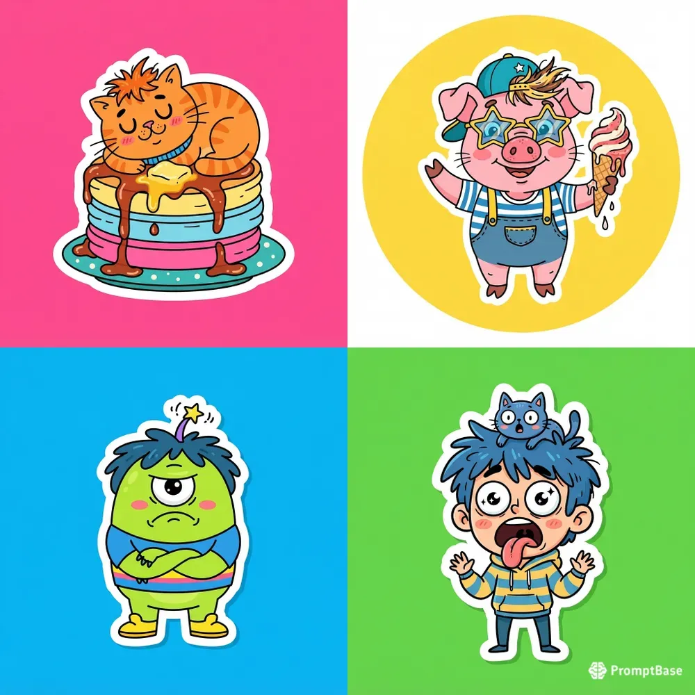 Die Cut Cartoon Sticker Designs