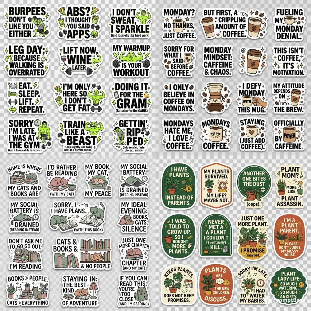 Snarky Funny Quote Sticker Pack Gens