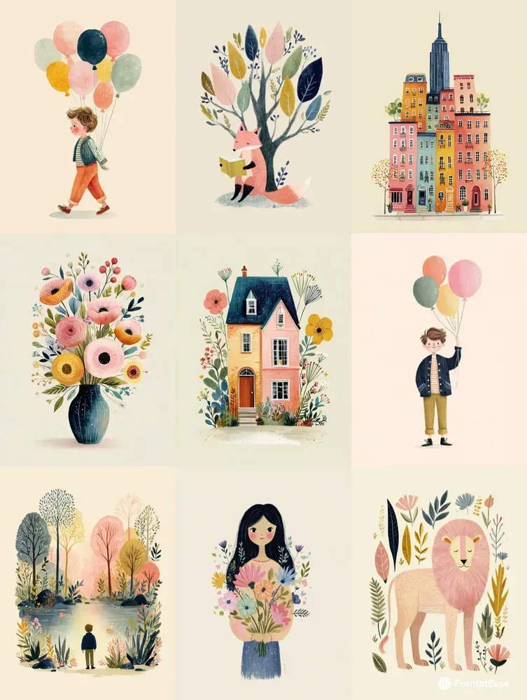 Soft Watercolor Storybook Scenes