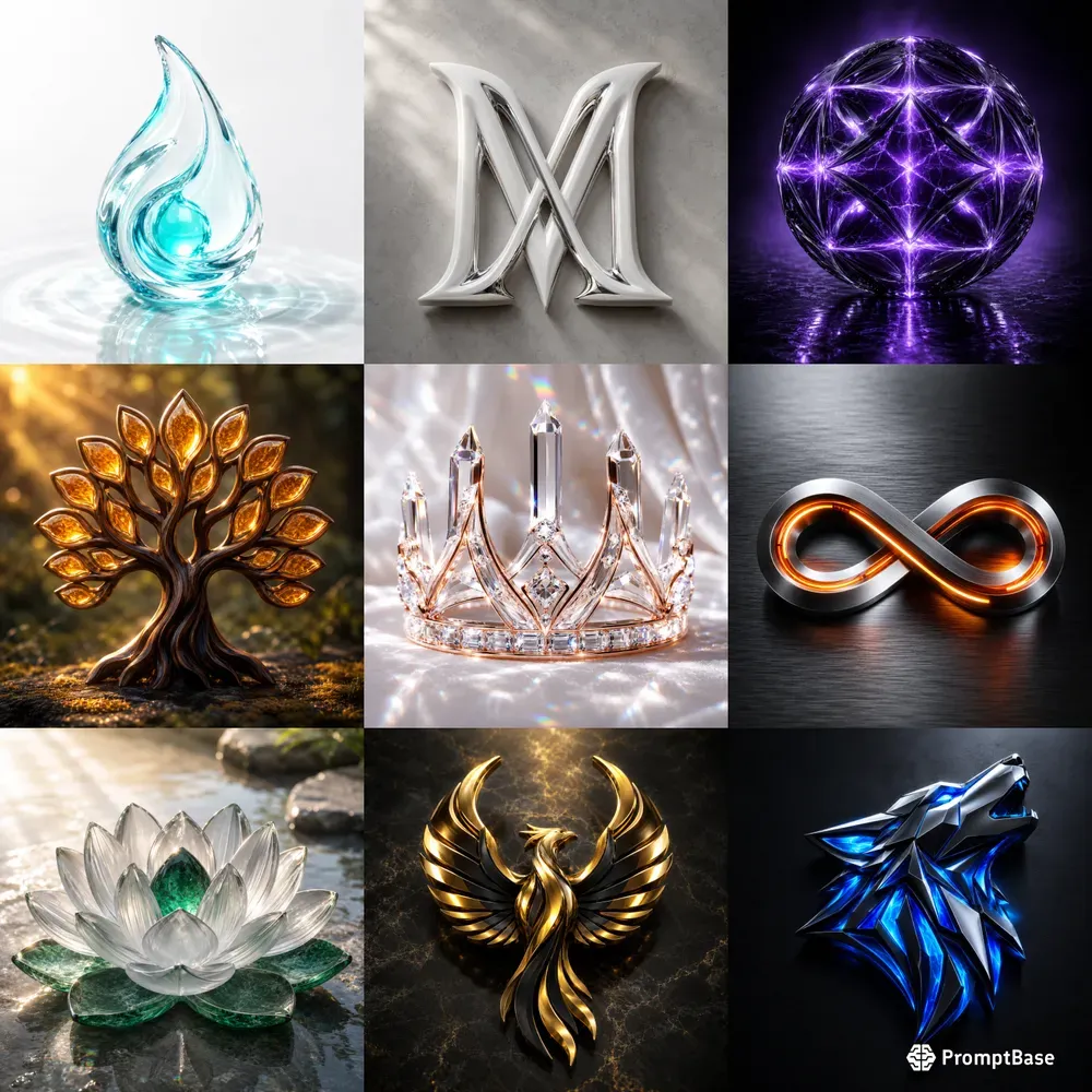 Hyperrealistic 3D Material Fusion Logos