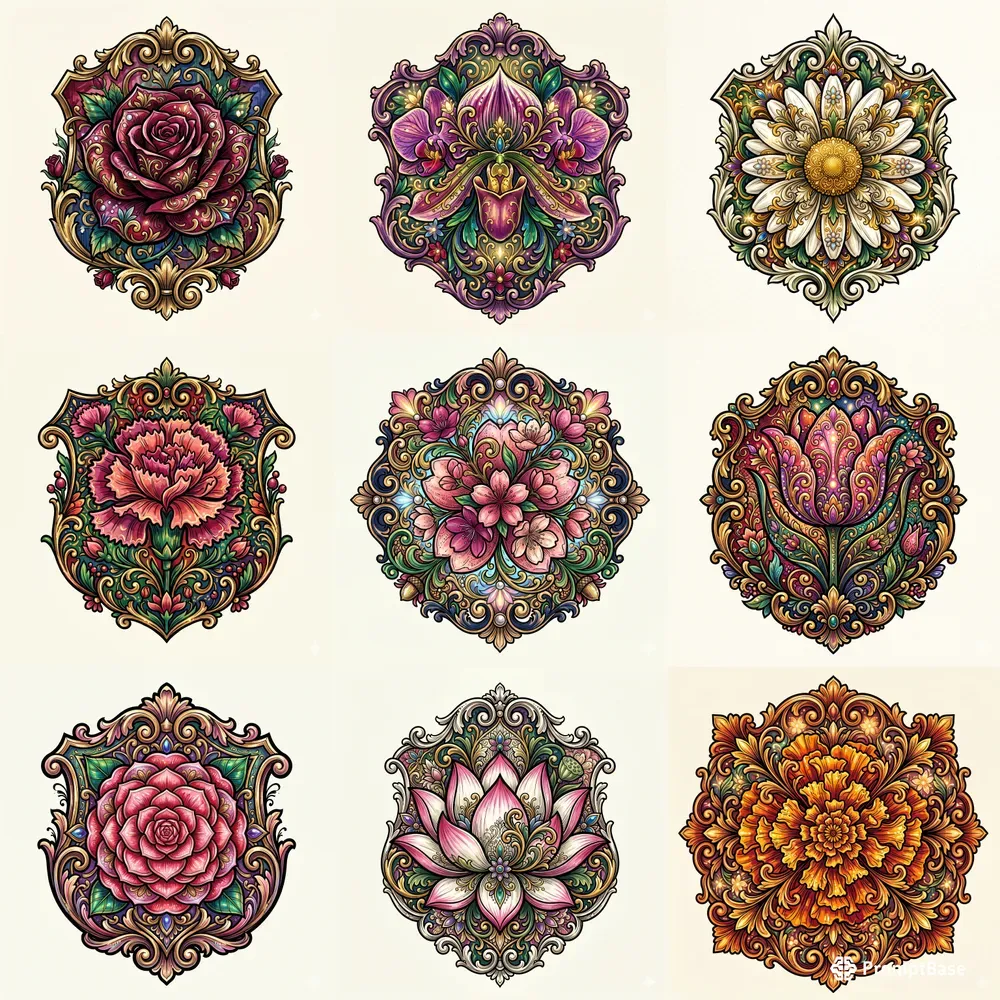 Ornamental Floral Emblems