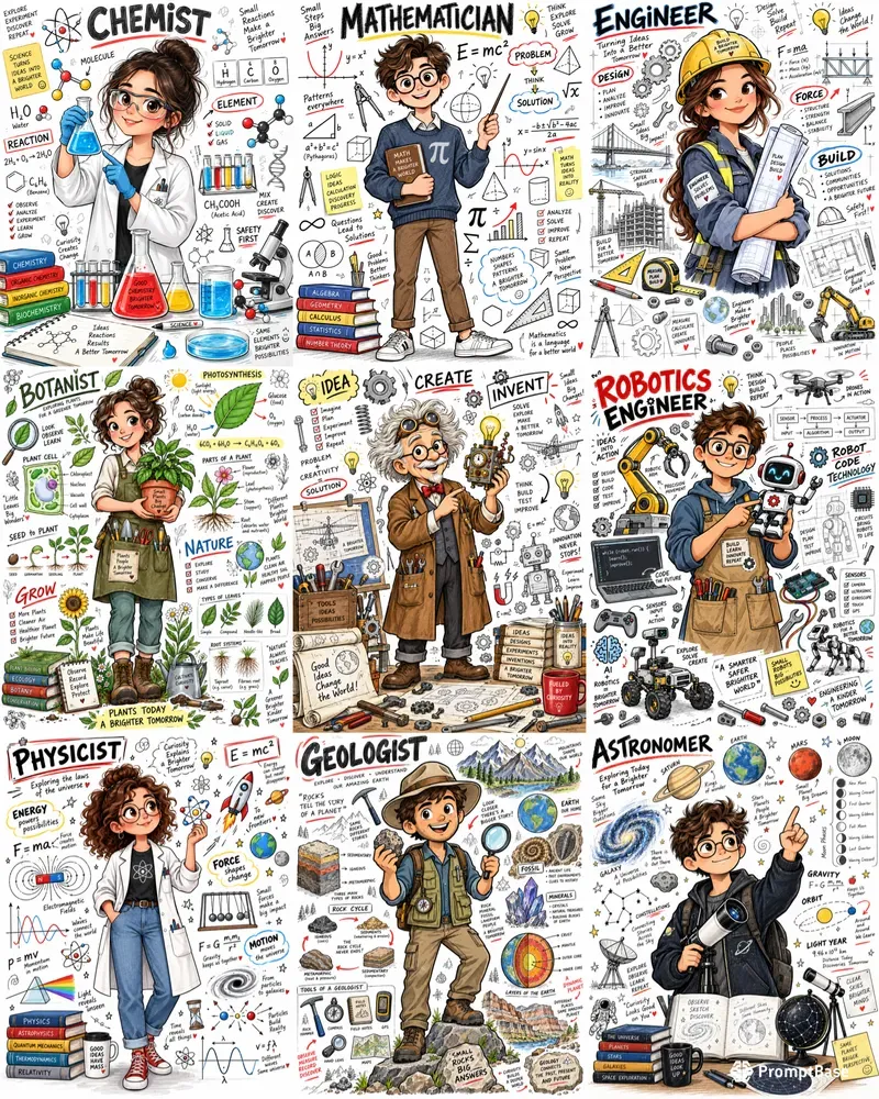Educational Character Doodle Posters