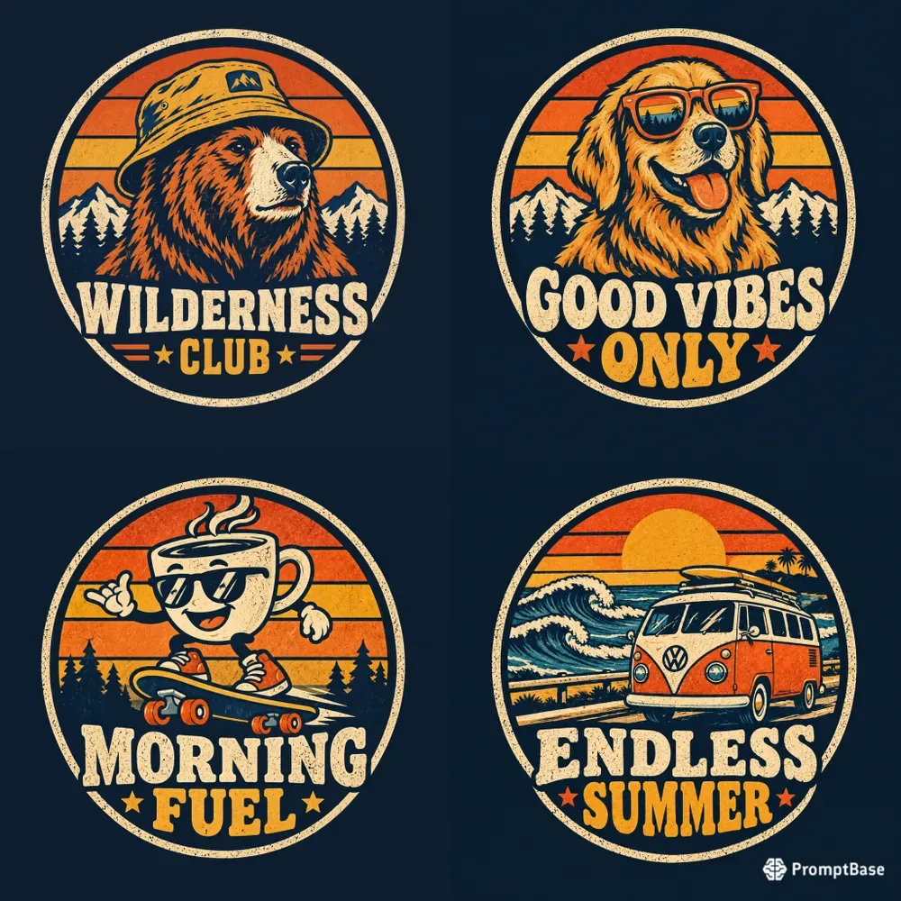 Retro Vintage Mascot Badges
