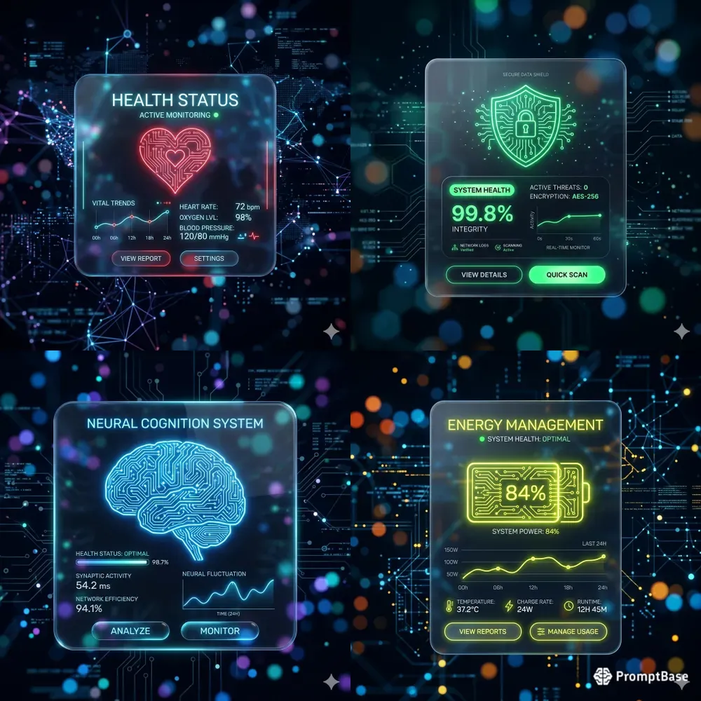 Futuristic Glassmorph UI Cards