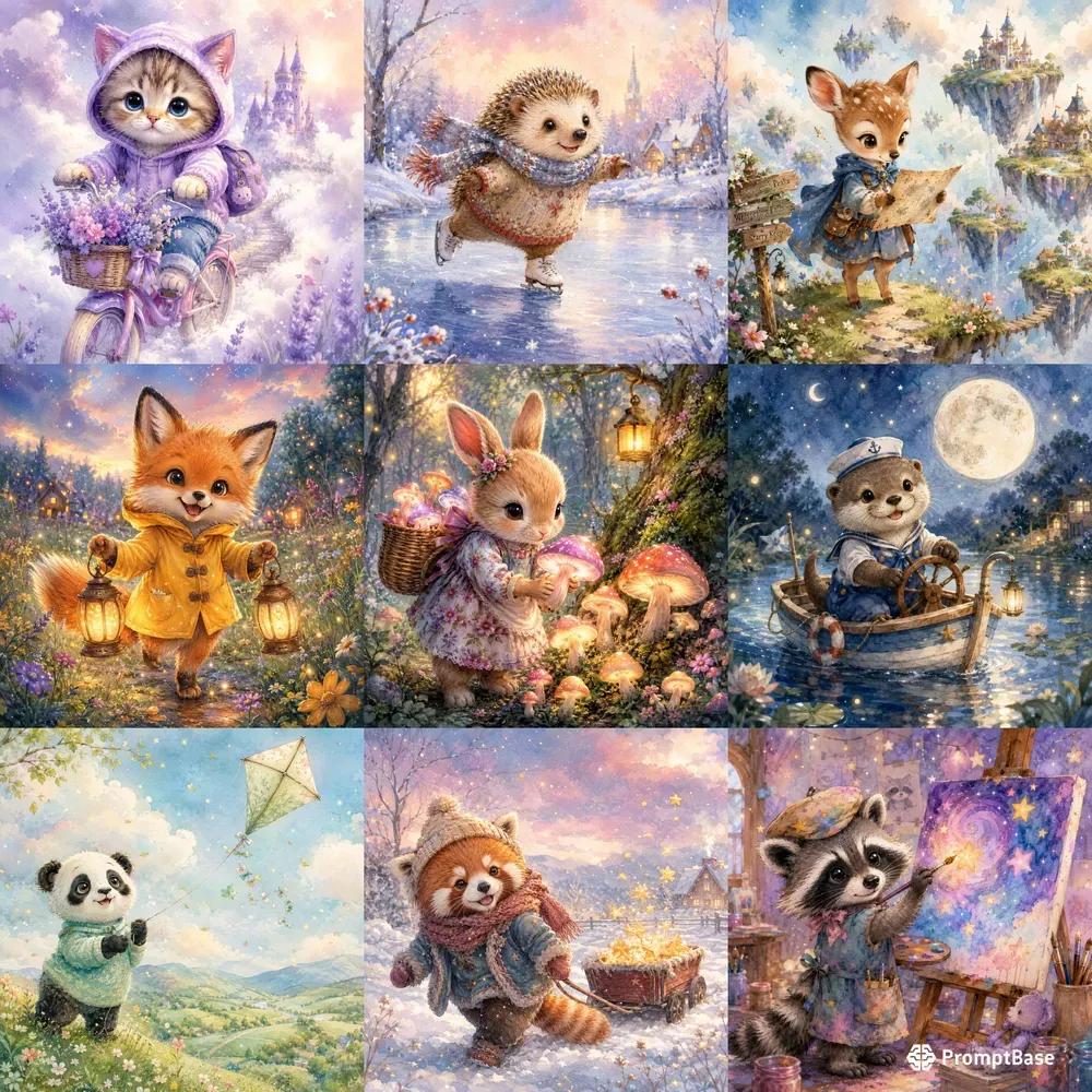 Dreamy Watercolor Animal Adventures