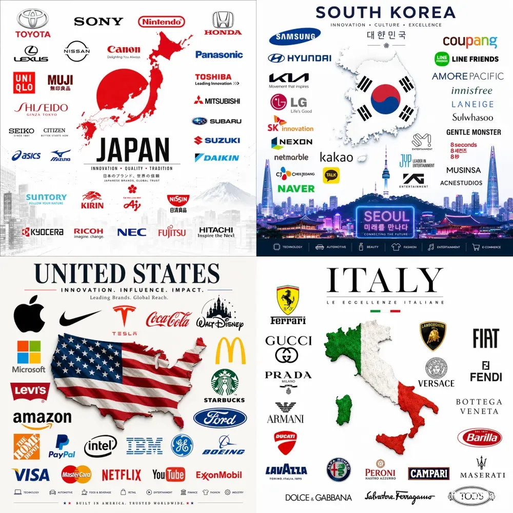 Global Country Brand Collage Posters