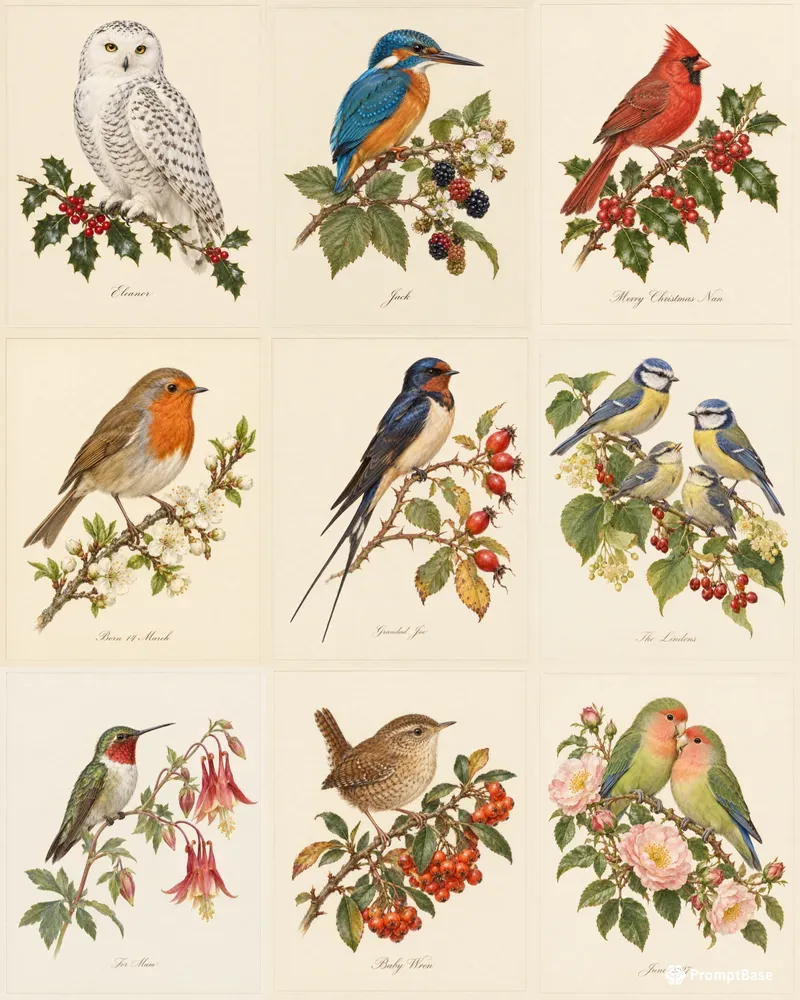 Birth Month Bird Art Prints