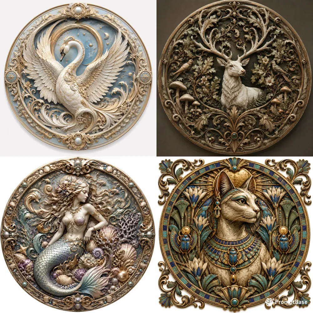 Antique Fantasy Relief Medallions
