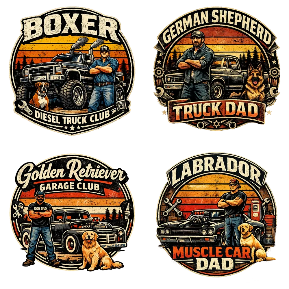 Retro Vintage Dog Dad Garage Clubs