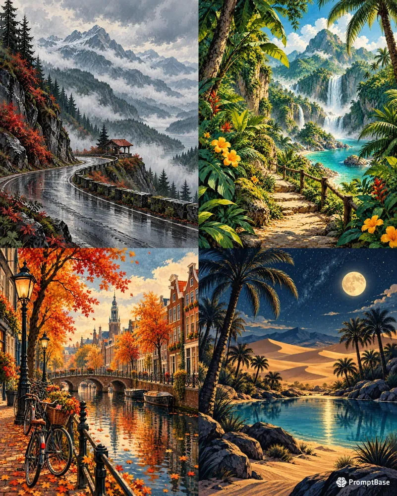 Inkbound Travel Poster Scenes