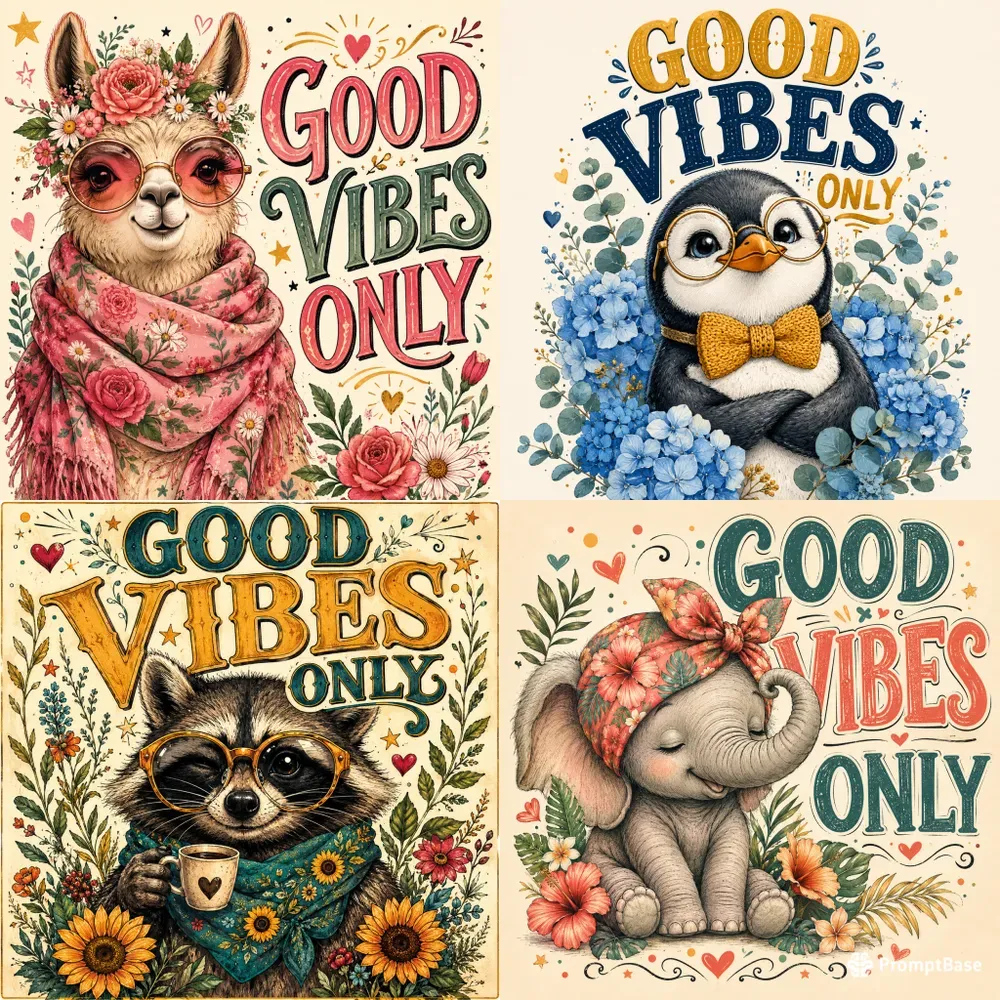 Good Vibes Illustrated Posters