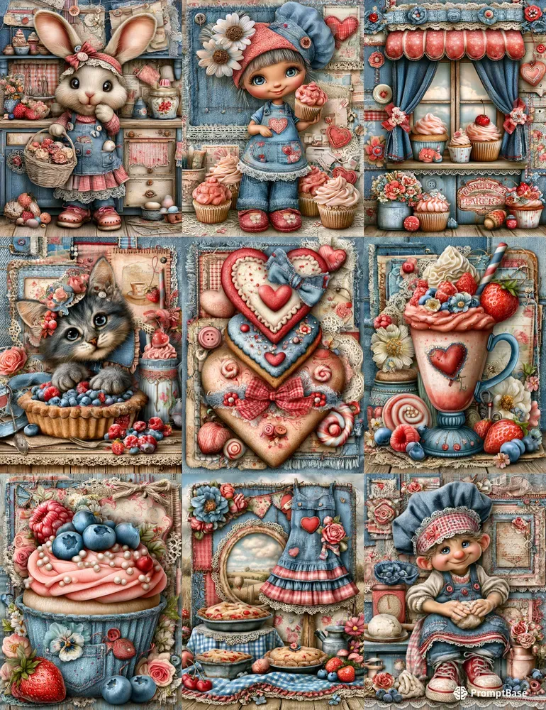 Sweet Denim Baking Girl Junk Journals