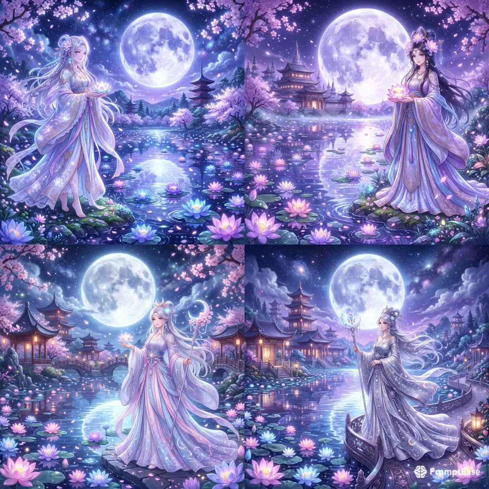 Moonlit Lotus Fantasy Portraits