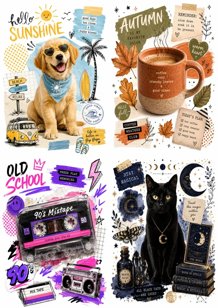 Retro Mixedmedia Doodle Art