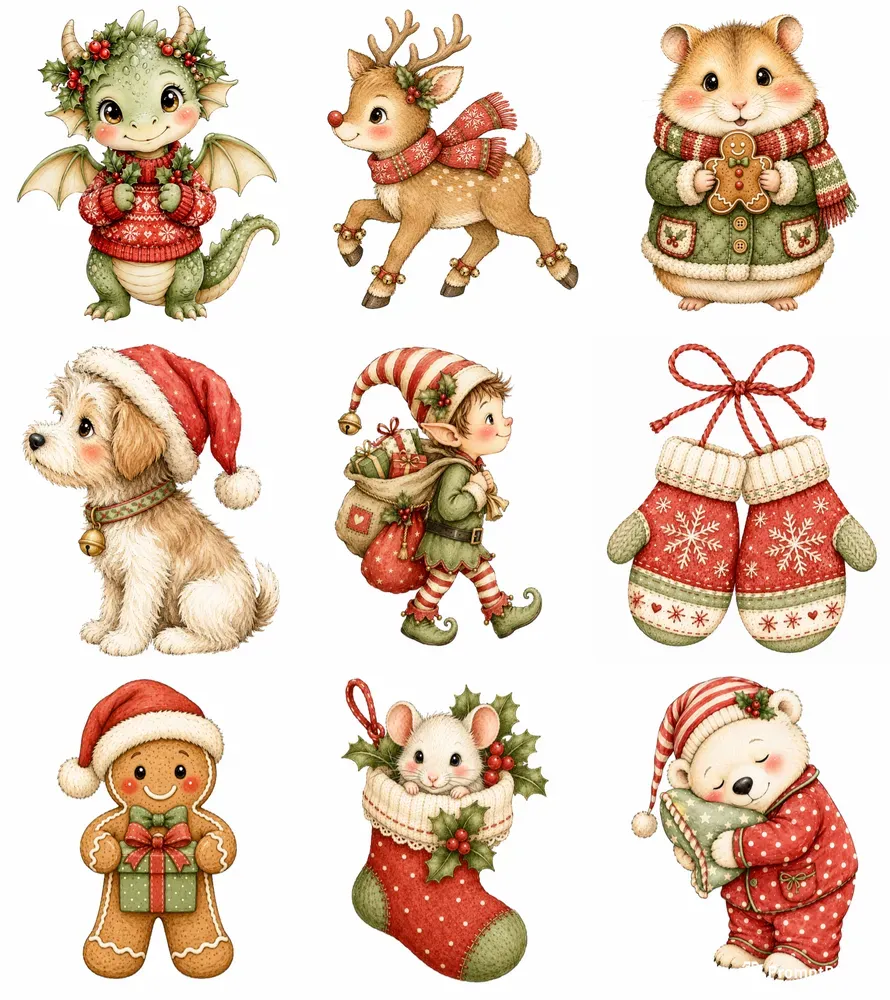 Christmas Animals Kids Cliparts