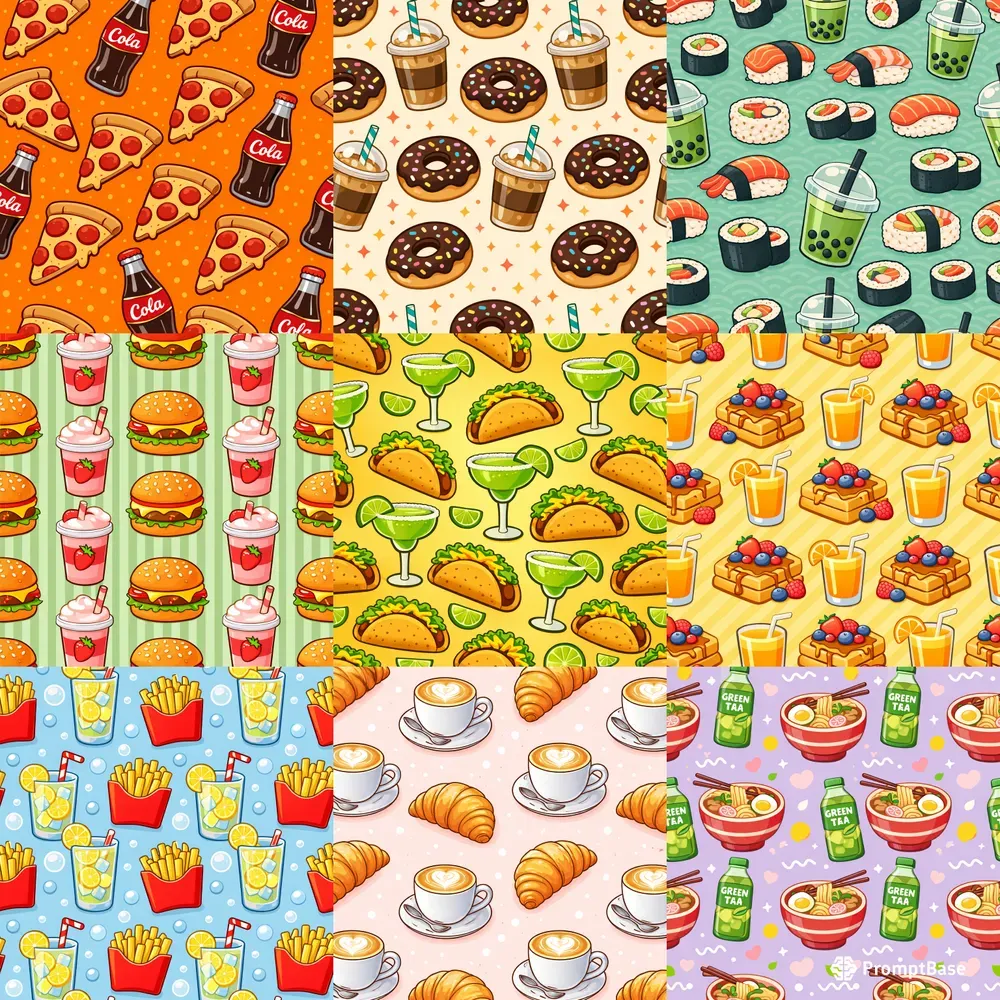 Cute Food Drink Pattern Packs