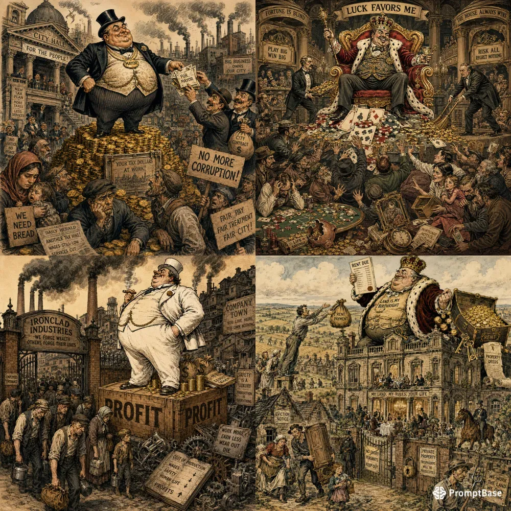 Vintage Satires Of Wealth Power