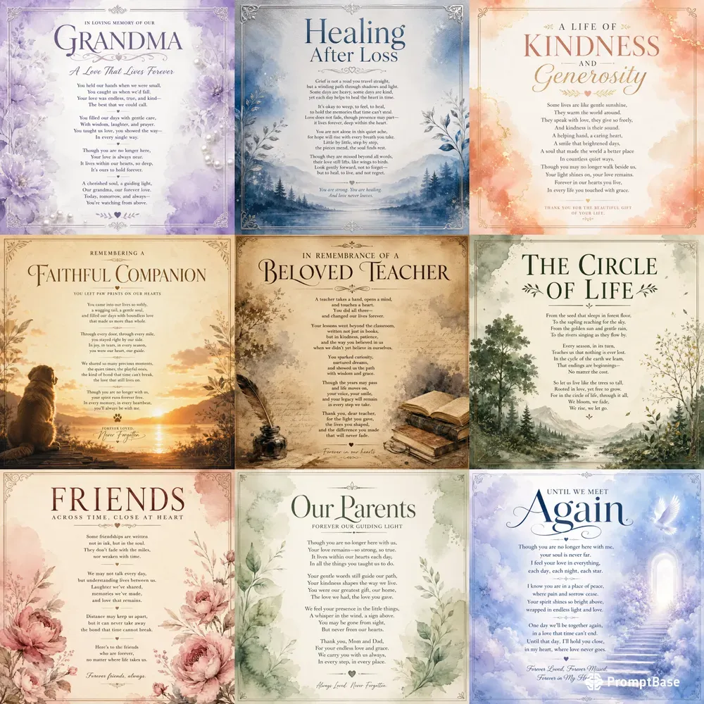 Elegant Memorial Poetry Poster Generator