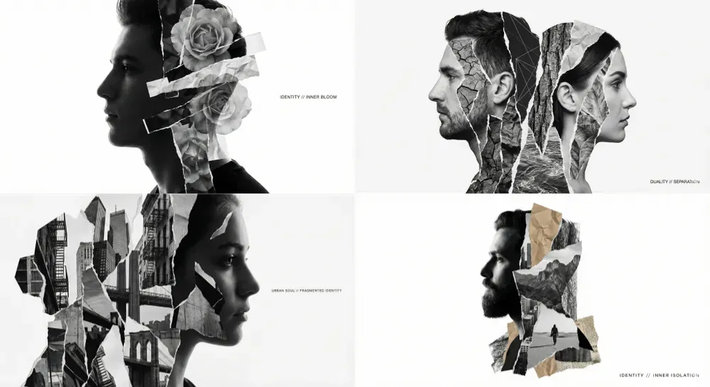Fragmented Identity Collage Portraits
