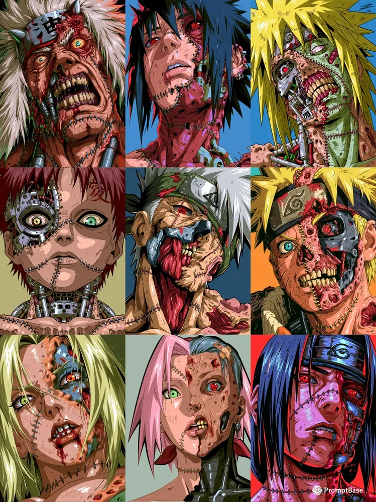 Android Zombie Naruto Vector Portraits