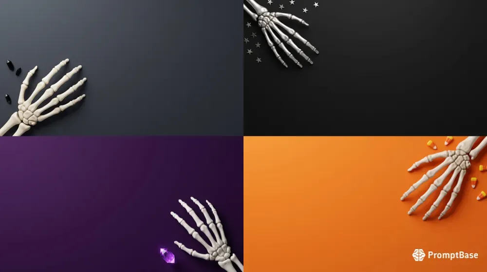 3D Skeleton Hand Flat Lay Backgrounds