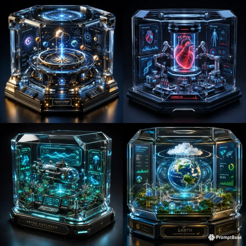 Futuristic Crystal Data Worlds