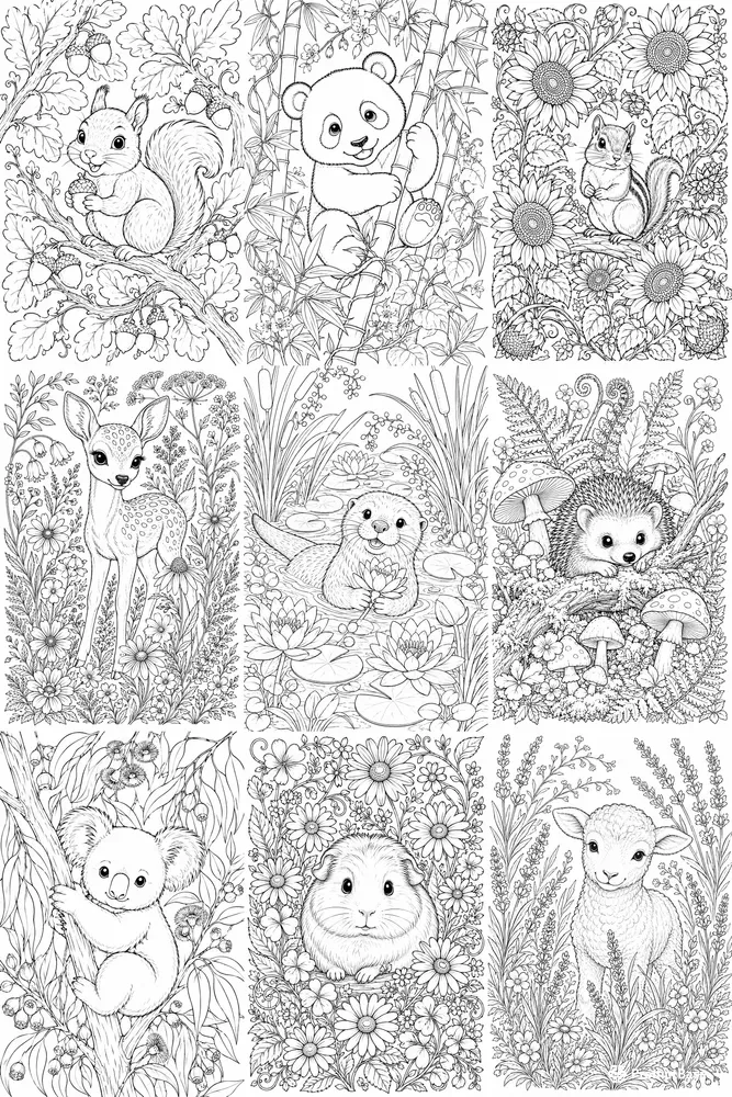 Enchanted Woodland Animal Coloring Pages