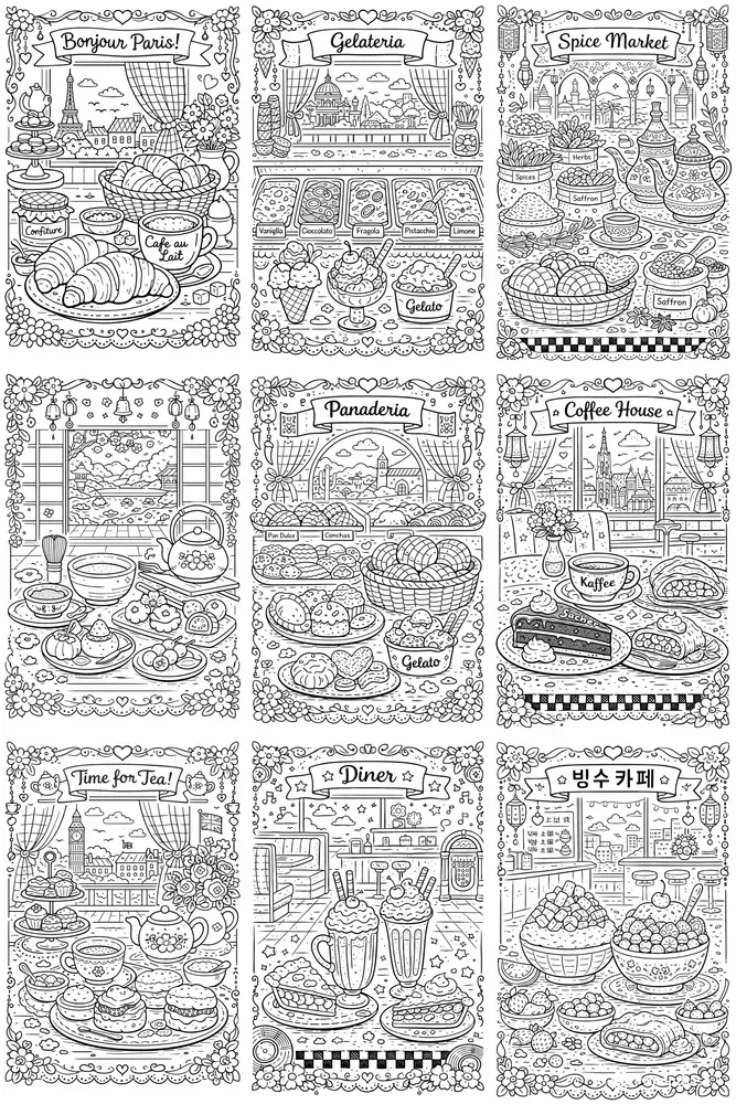 Cozy Bakery Coloring Book Pages