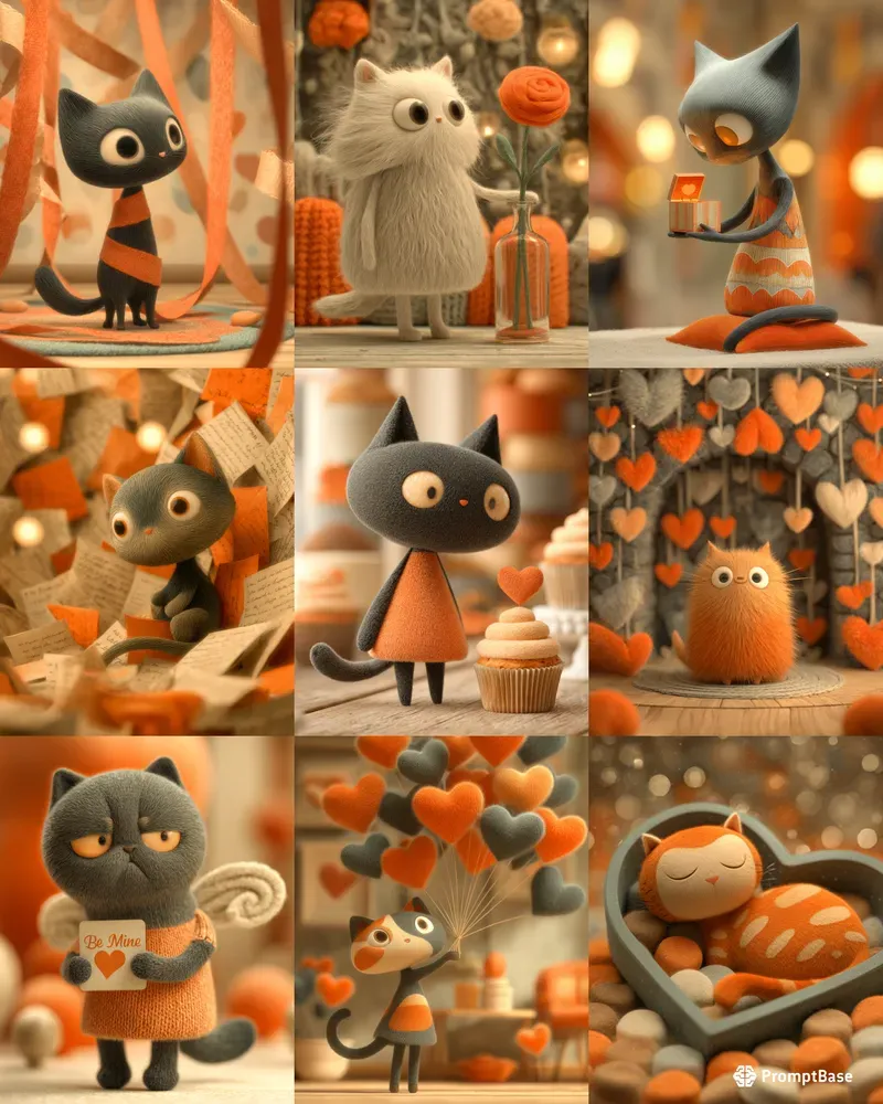 Pixar Style 3D Valentines Cats