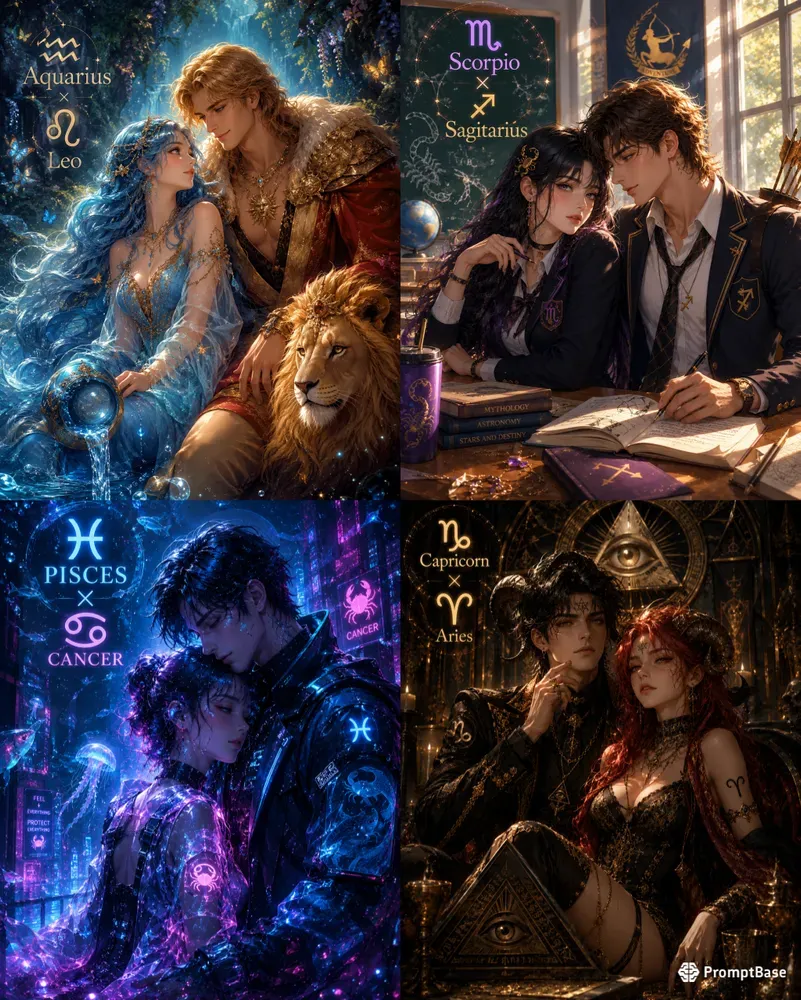 Zodiac Couple Illustration Generator