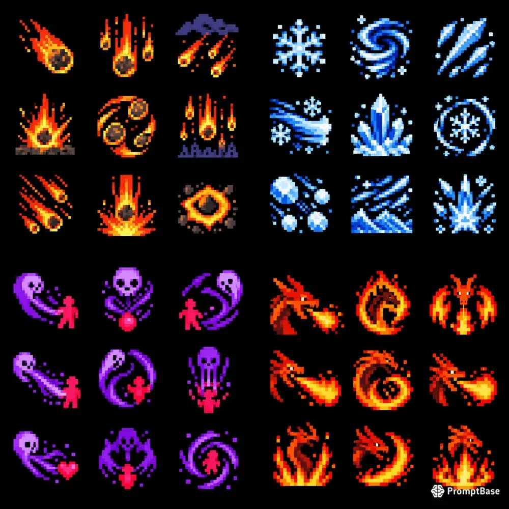 8bit RPG Skill Icon Sprite Sheets