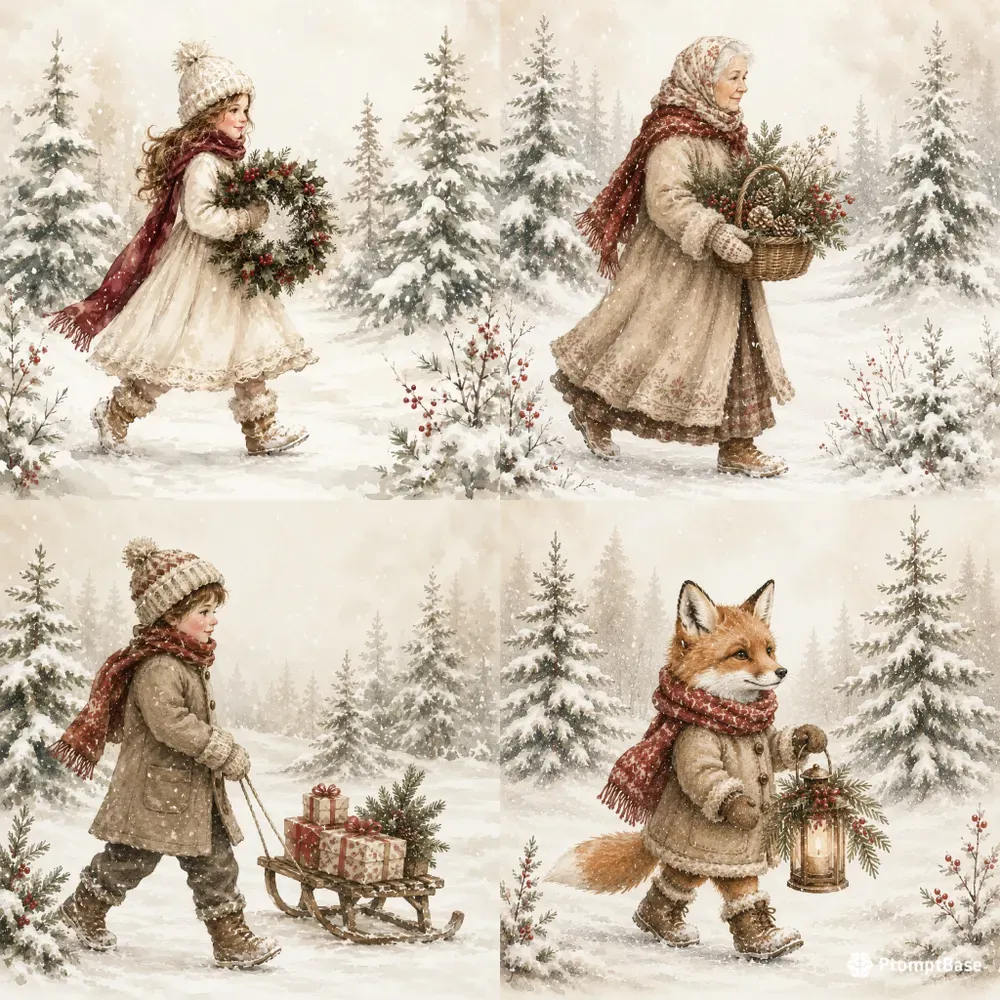 Vintage Winter Watercolor Sets