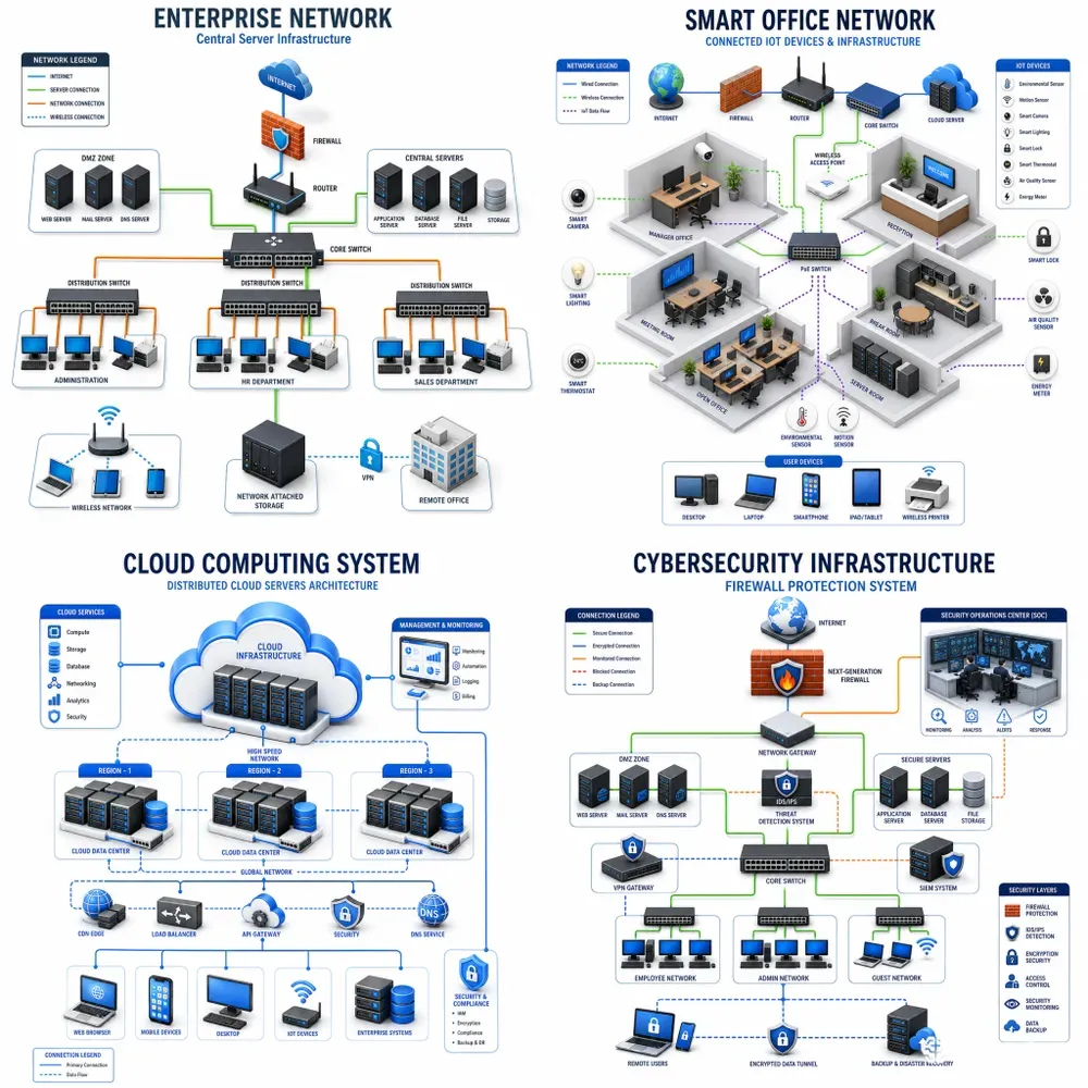 3D Isometric Network Diagrams