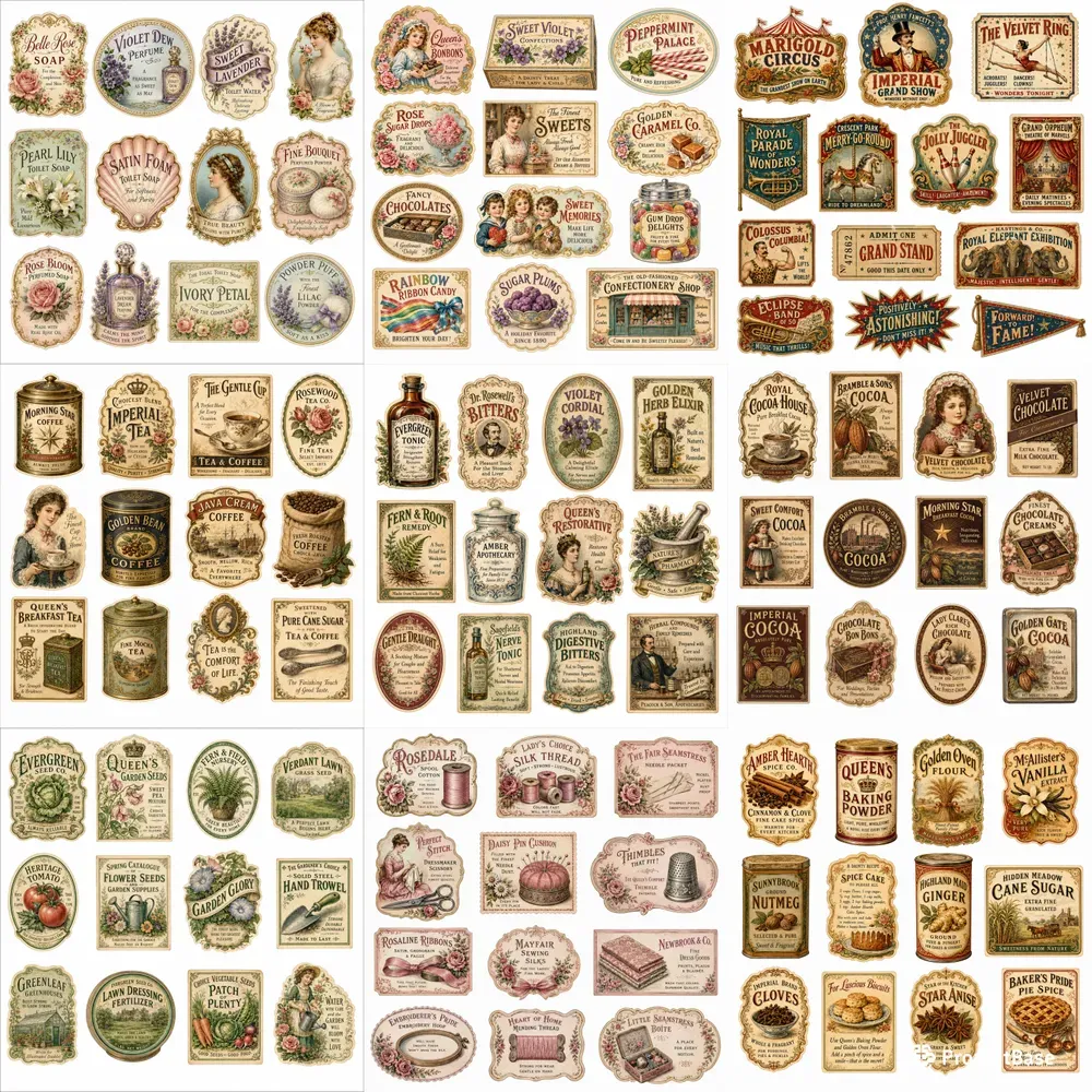 Vintage Trade Card Ephemera Sheets