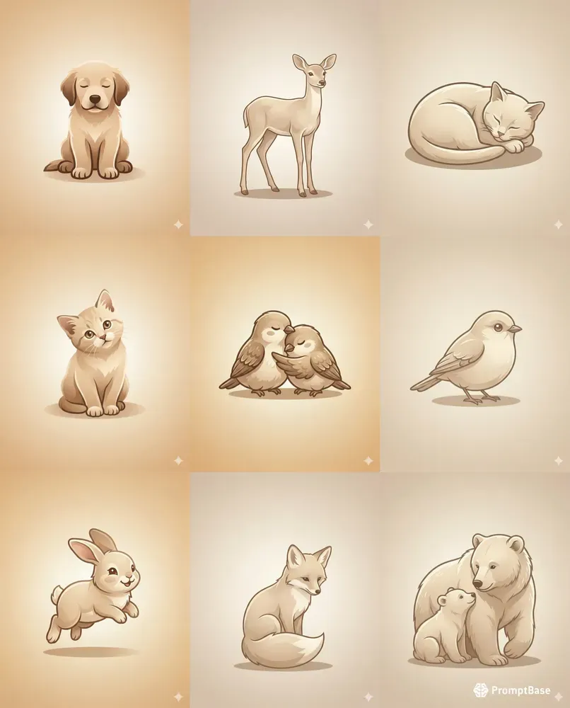 Cute Minimal Animal Emotions