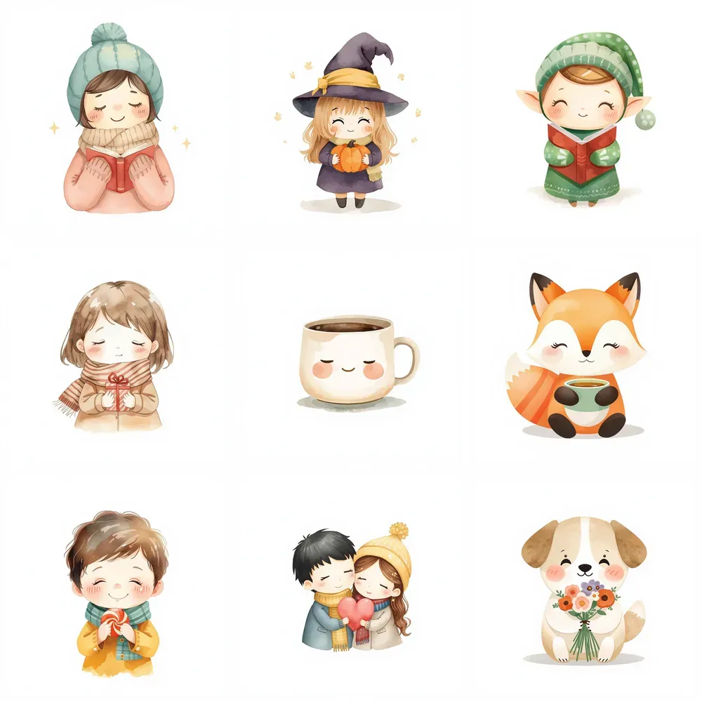 Soft Pastel Cute Character Illustrations