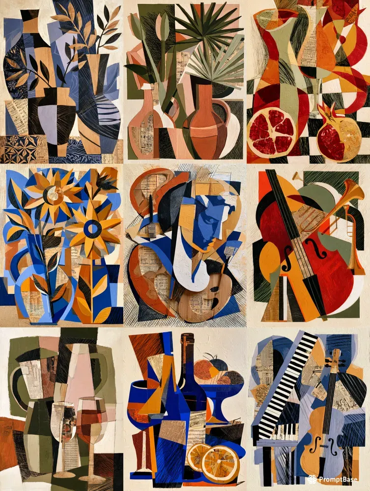 Modernist Cubist Collage Poster Decors