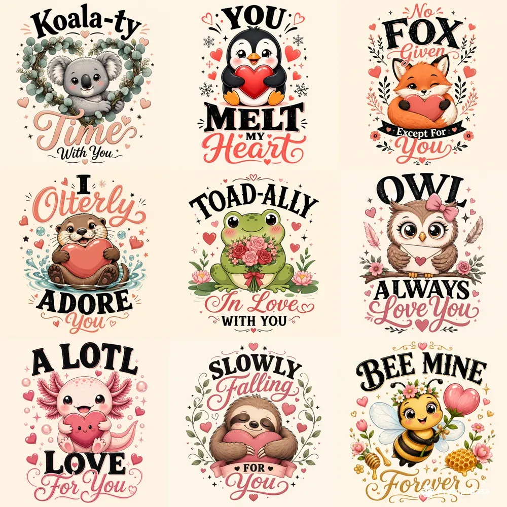 Cute Animal Pun Love Designs Sets