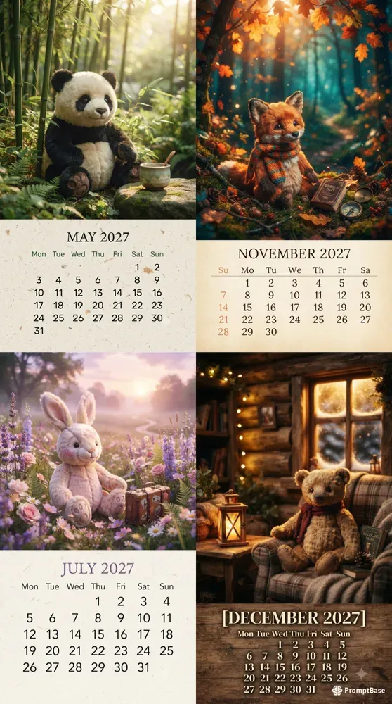 Cinematic Stuffed Animals 2027 Calendars