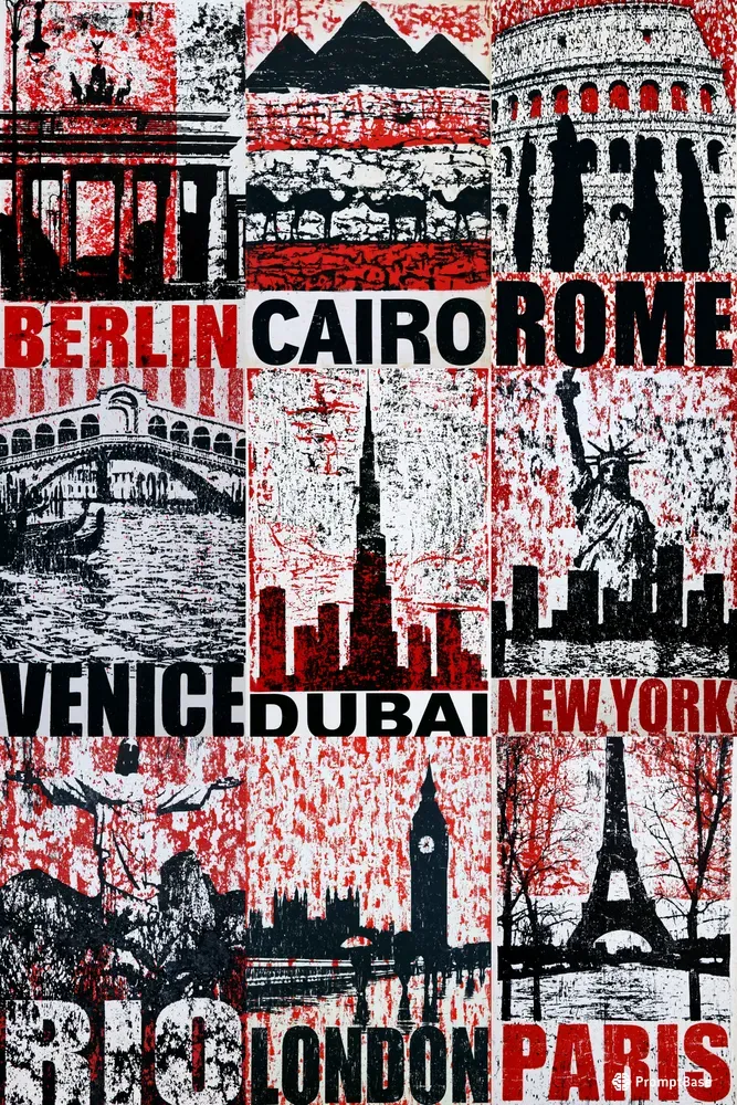 Distressed Screen Print Travel Posters