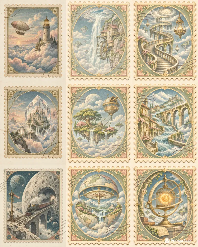 Impossible World Stamp Art Prints