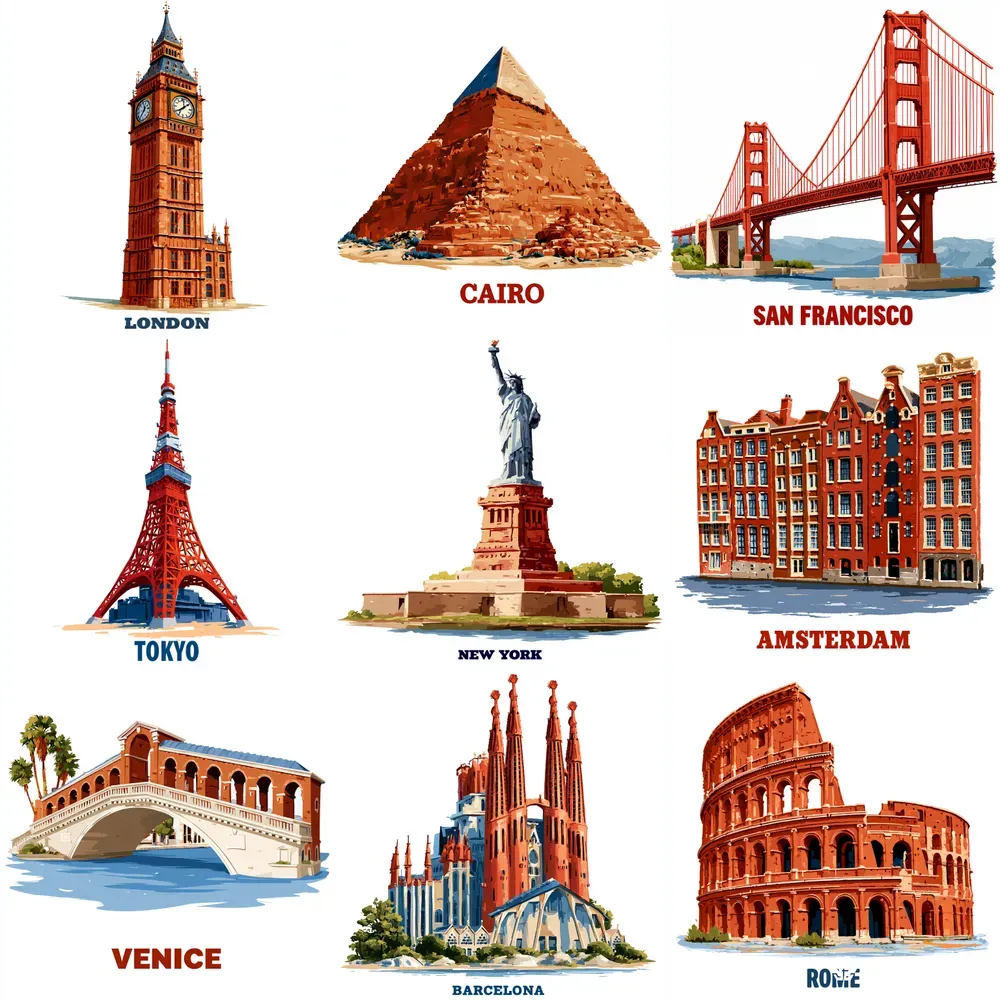 Clean Landmark Travel Stickers